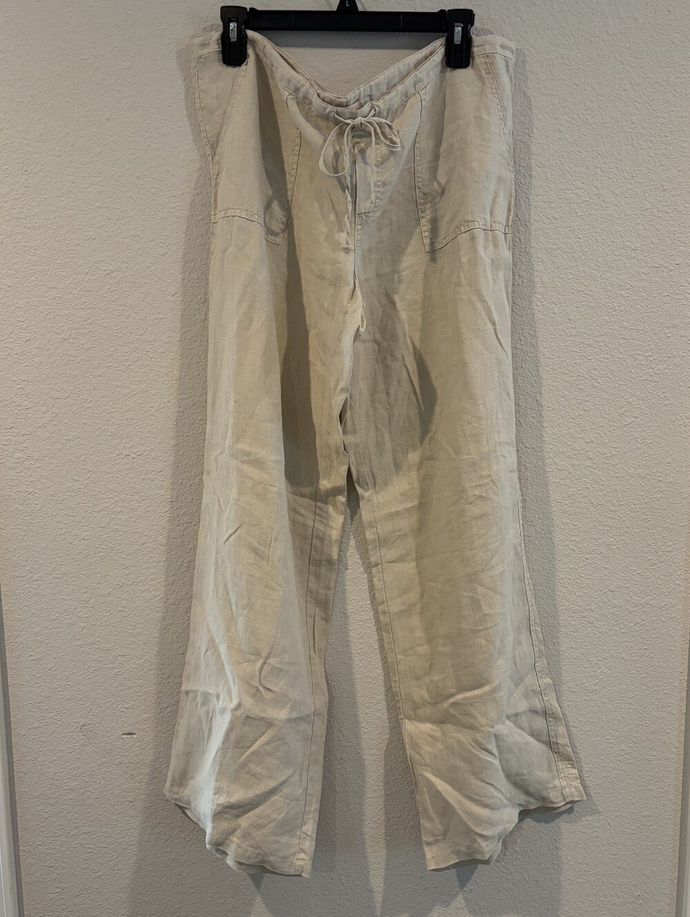 Victorias Secret Vintage Y2K Cream Oatmeal Linen Low Rise Lightweight Pants SZ 8
